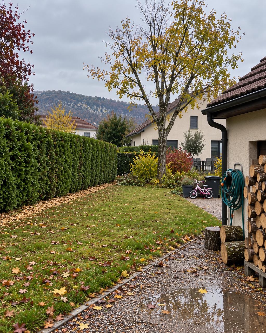 Jardin nettoyé après un élagage par Julien Élagage à Besançon