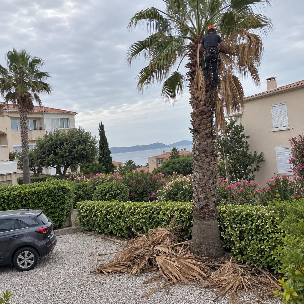 Élagueur Julien Élagage en train de tailler un arbre à Perpignan